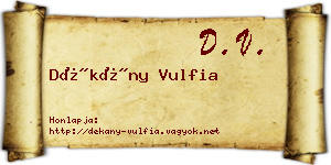 Dékány Vulfia névjegykártya
